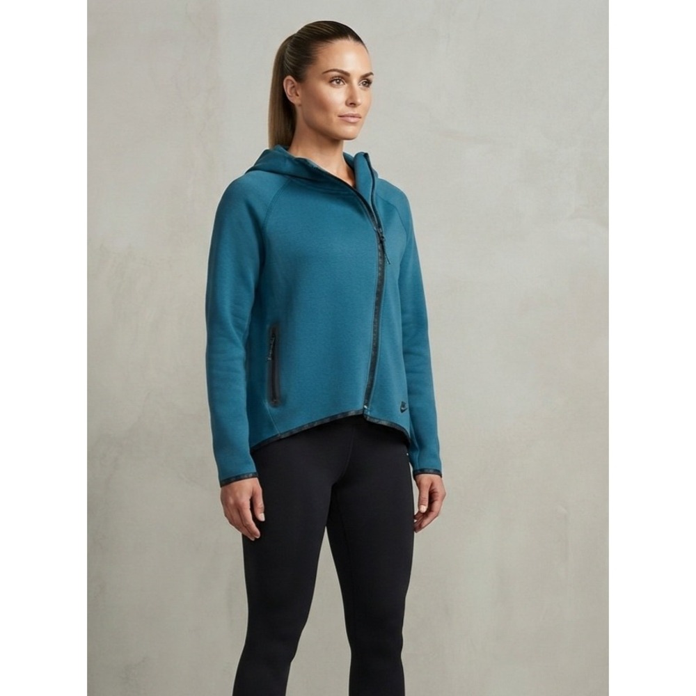 Nike Tech Fleece Asymmetrical Side Zip High Low Hoodie Blue M